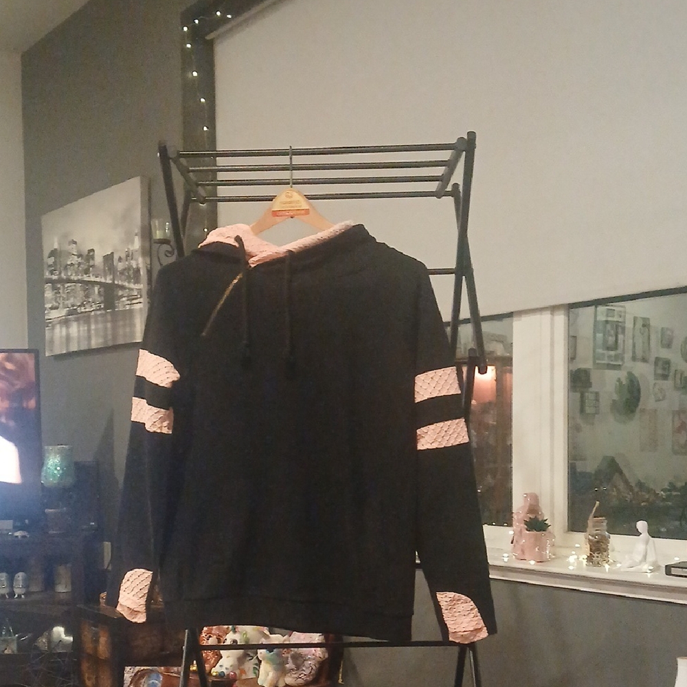 Chic Black and Pink Women's Hoodie